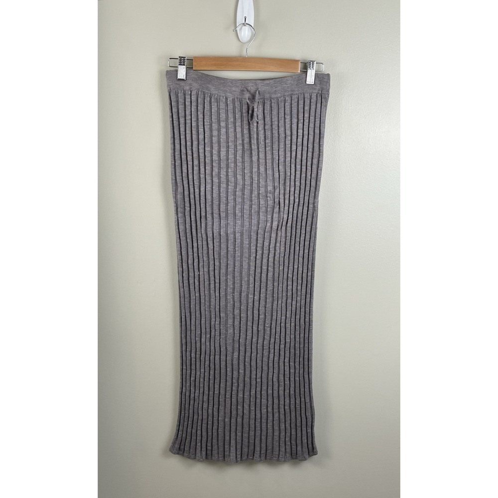 Free People FP Beach Ribbed Knit Midi‎ Skirt Sz Small Gray Coastal Beach Resort